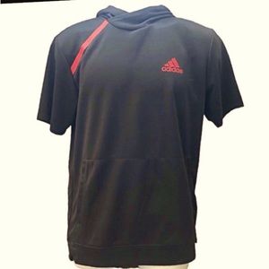 Adidas Hoodie men’s ~blue/red 2sided graphic sz small/ short sleeve